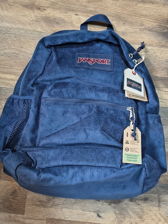Jansport Handbags - Jansport Navy Corduroy Backpack with Front Pocket